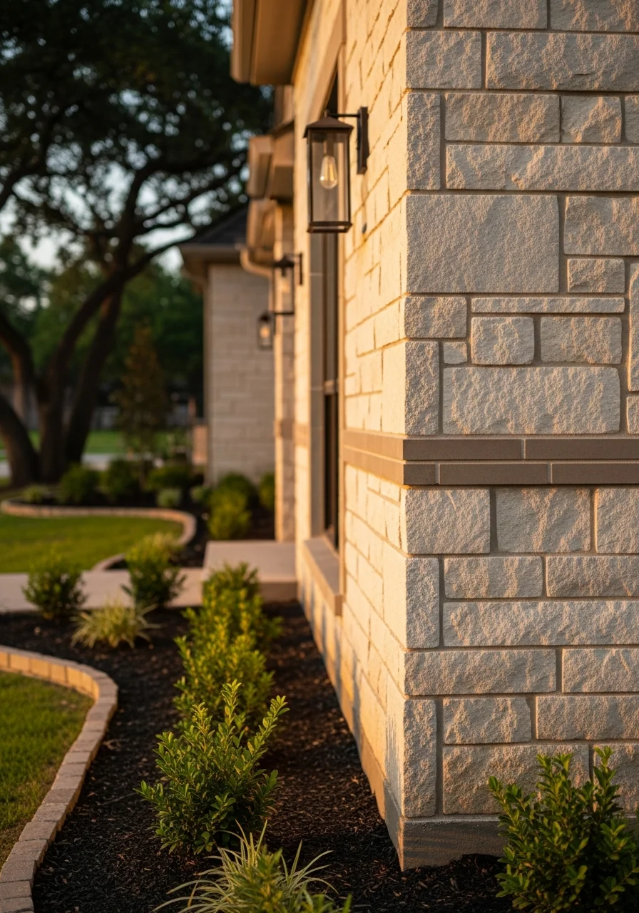 Detail of premium exterior finishes and architectural craftsmanship on a Memorial property.