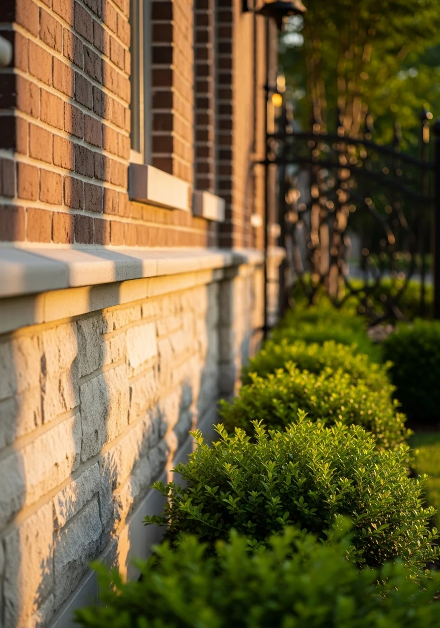 Close-up of well-maintained exterior details and landscaping on a West University residence.